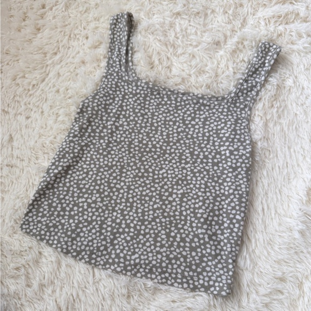 Old Navy Green and White Patterned Tank Top